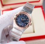 Swiss Quartz Omega Double Eagle Constellation 2-T Rose Gold Blue MOP Dial